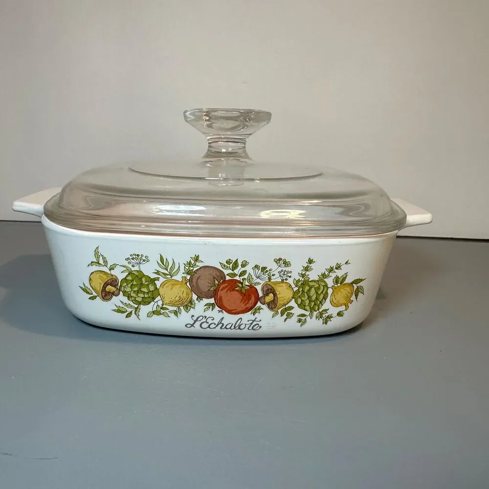 Vintage CorningWare Spice of Life 1 Quart A-1-B Casserole Dish Vegetable Graphic